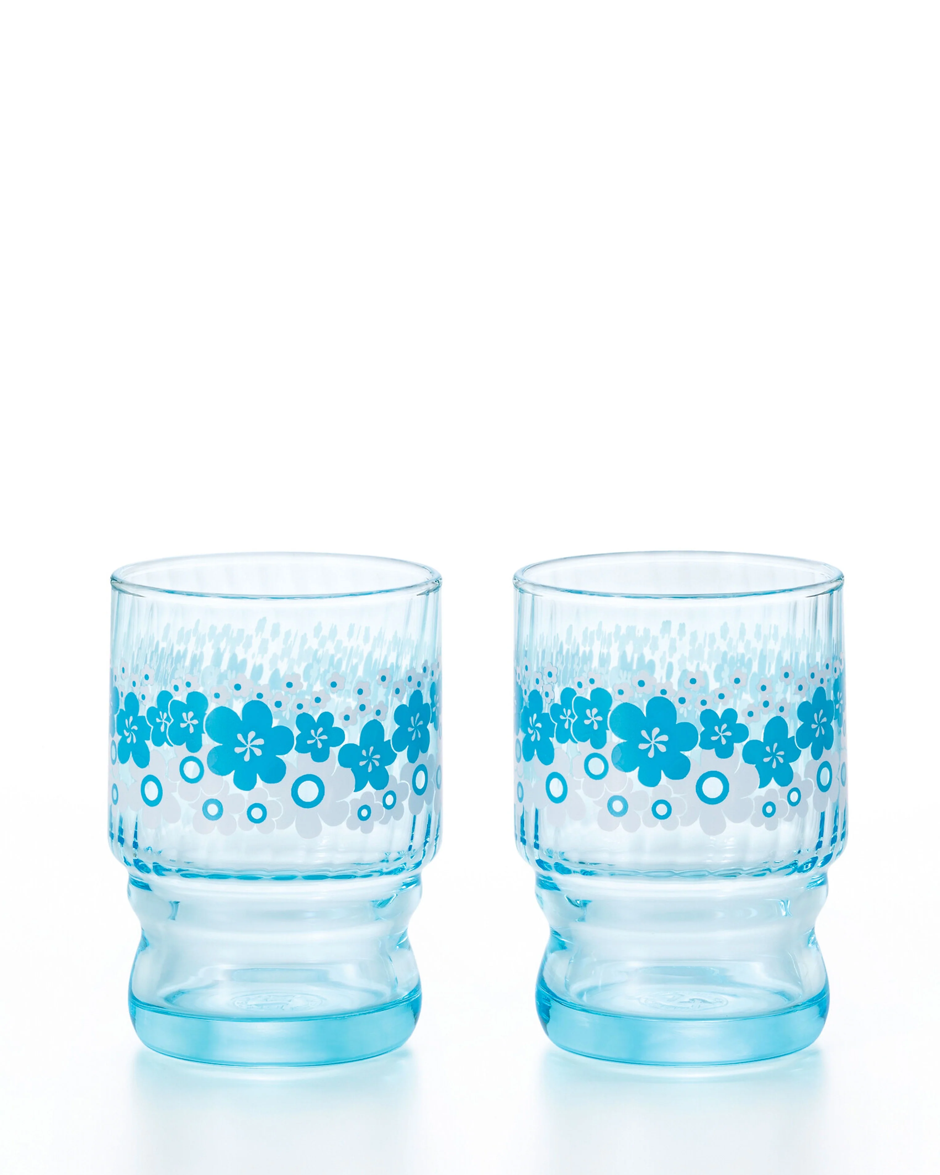 Aderia Retro - Set of 2 Blue Daisy Tumblers