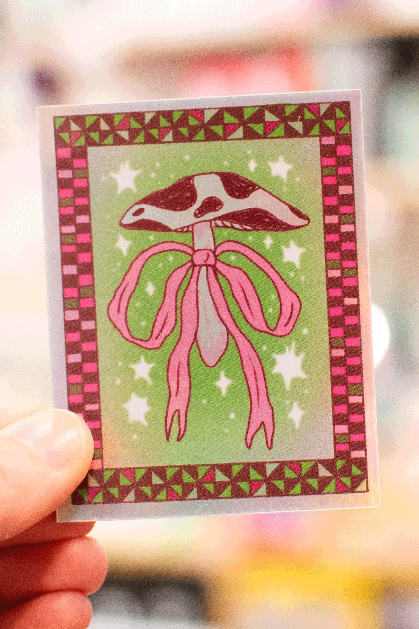 Alex Luciano - Mushroom Bow Holographic Sticker - Image 3
