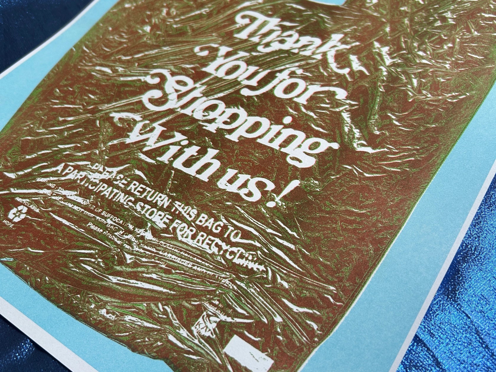 Alex Luciano -  Thank you Plastic Shopping Bag Risograph Print - Image 3