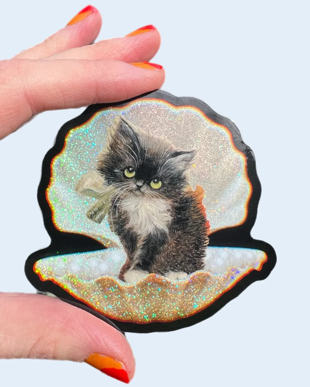 Astral Weekend - Tuxedo Kitty In Seashell Sticker - 3 Inch