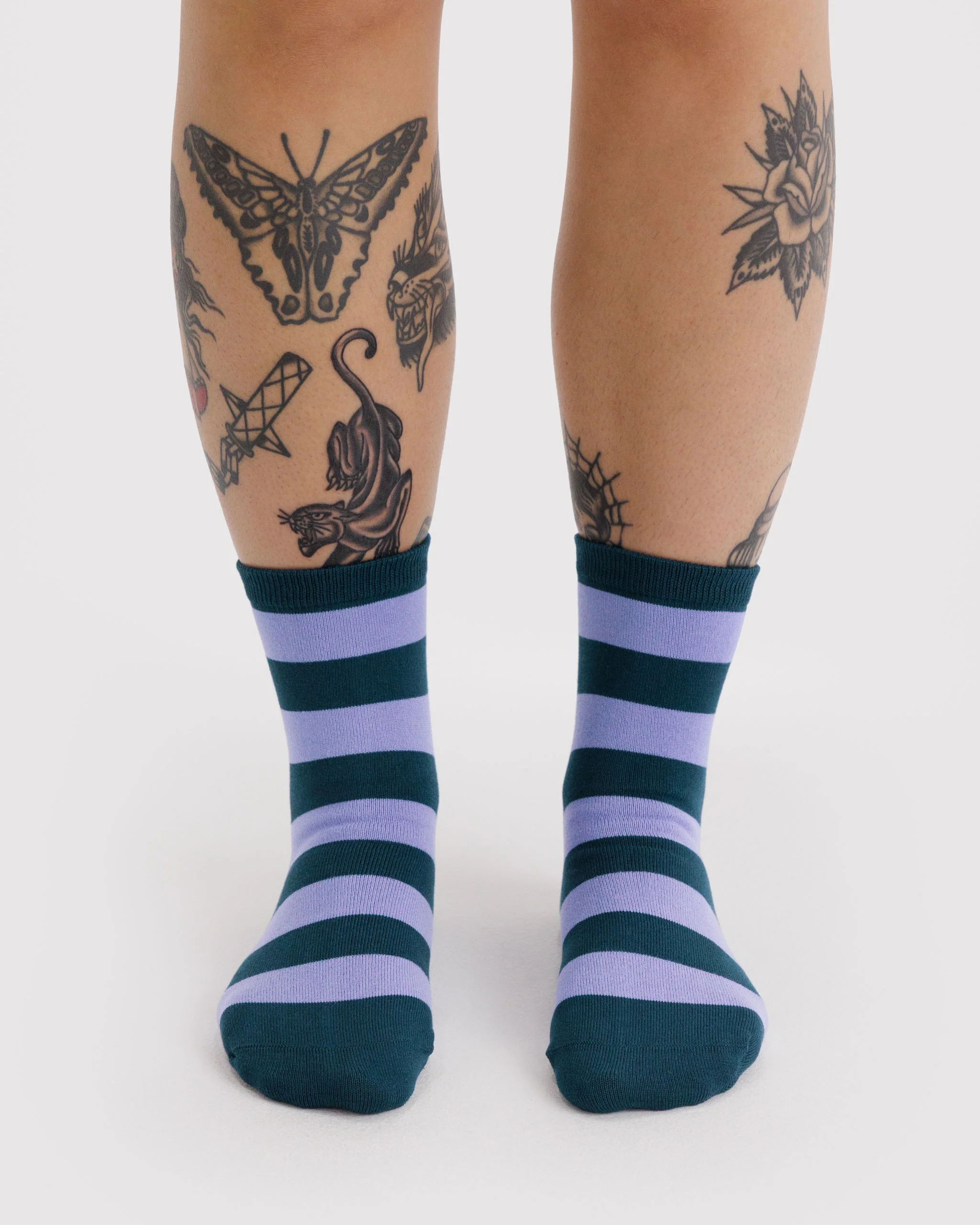 Baggu - Crew Sock - Malachite Stripe