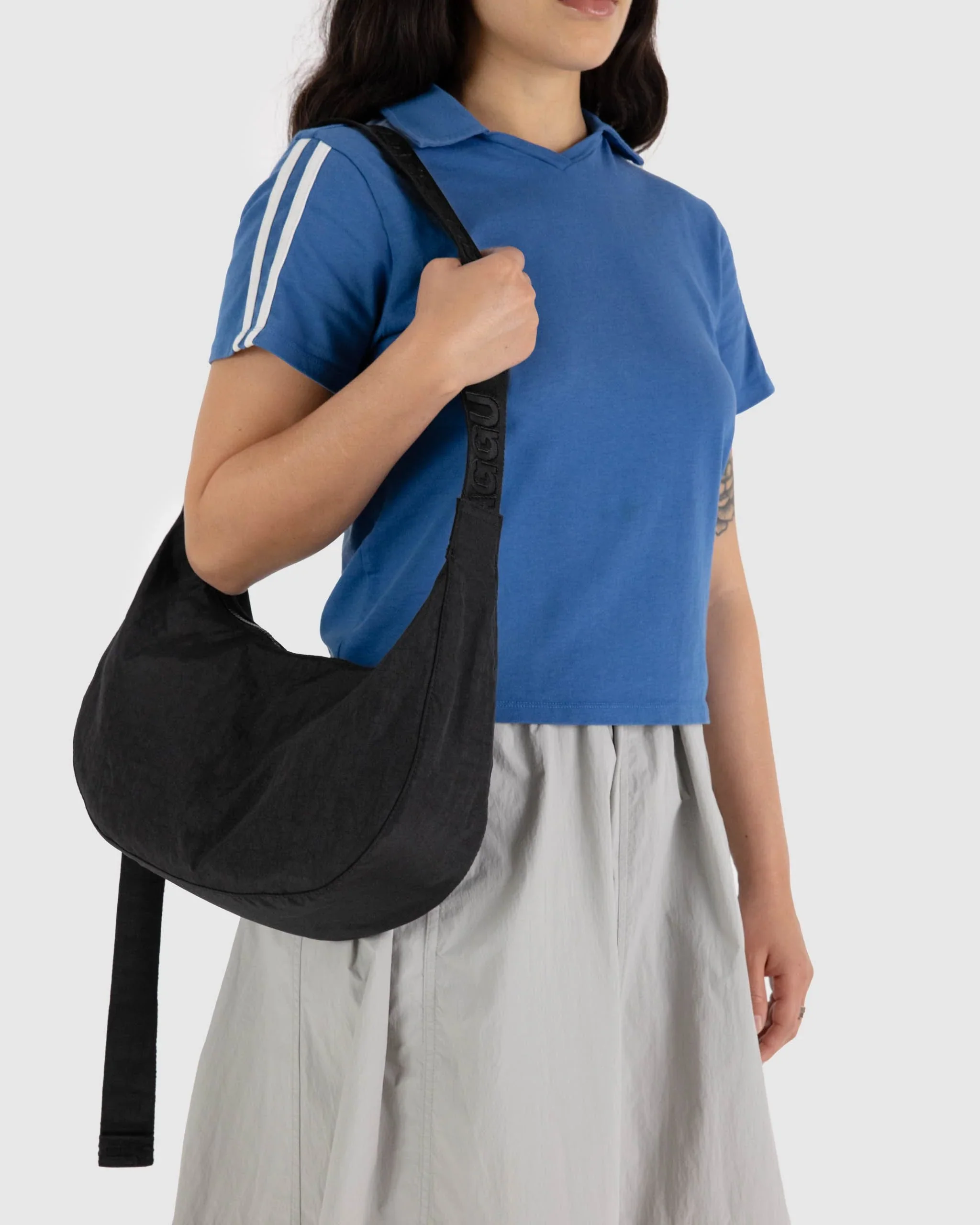 Baggu - Medium Nylon Crescent Bag - Black - Image 3