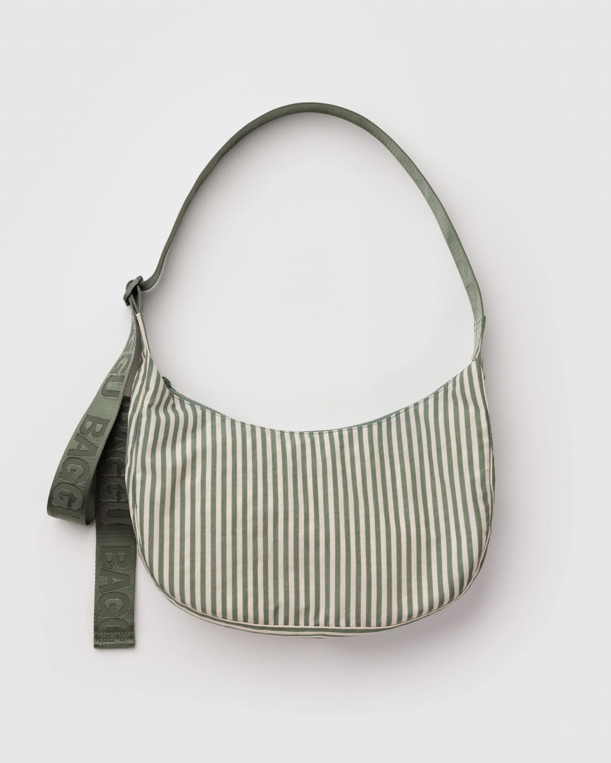 Baggu - Medium Nylon Crescent Bag - Sage Stripe