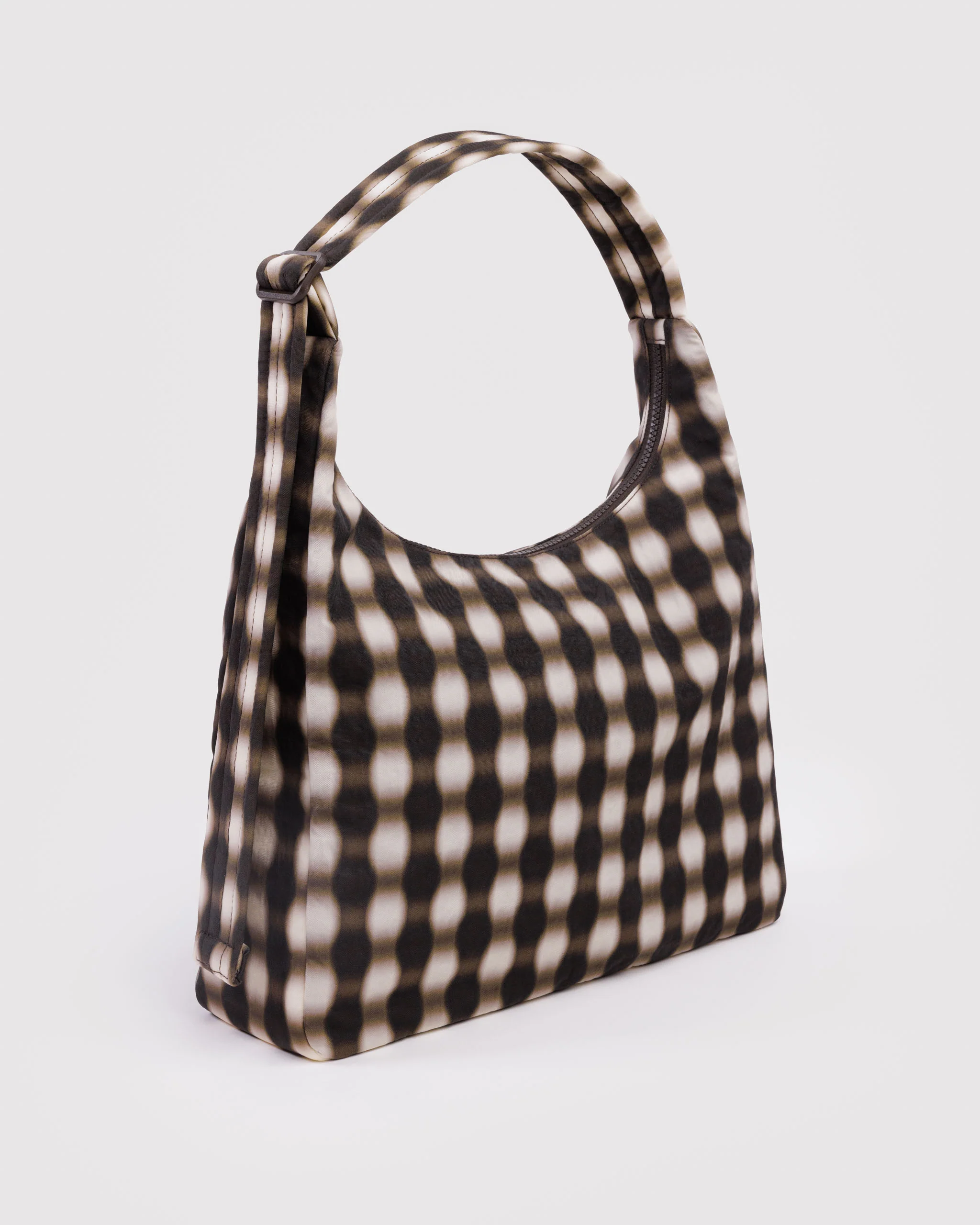Baggu - Nylon Shoulder Bag - Blurred Gingham Brown - Image 3