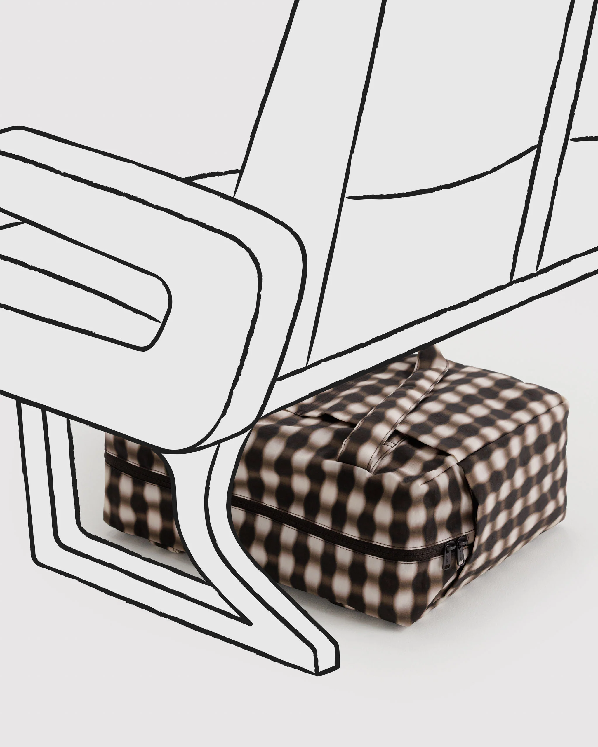Baggu - Small Cloud Carry On - Blurred Gingham Brown - Image 5