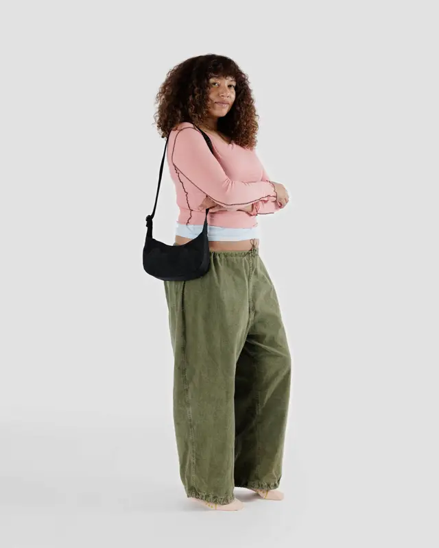 Baggu - Small Nylon Crescent Bag - Black - Image 2