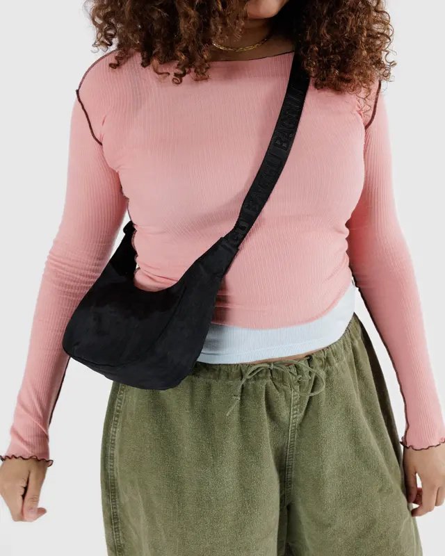 Baggu - Small Nylon Crescent Bag - Black - Image 3