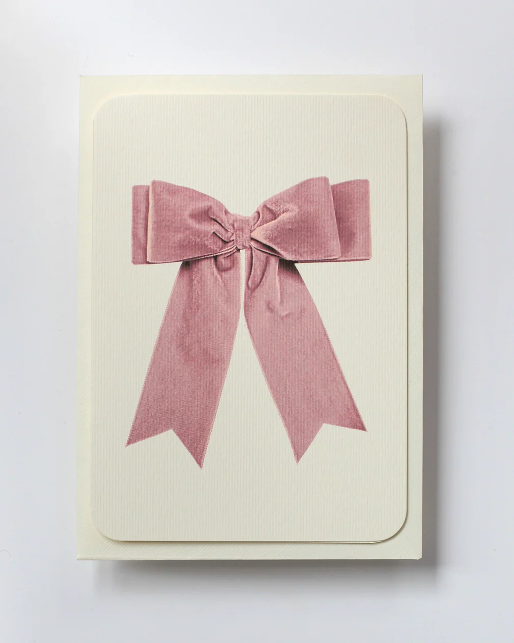 Canonbury Press - Baby Pink Velvet Bow Greeting Card - Image 3