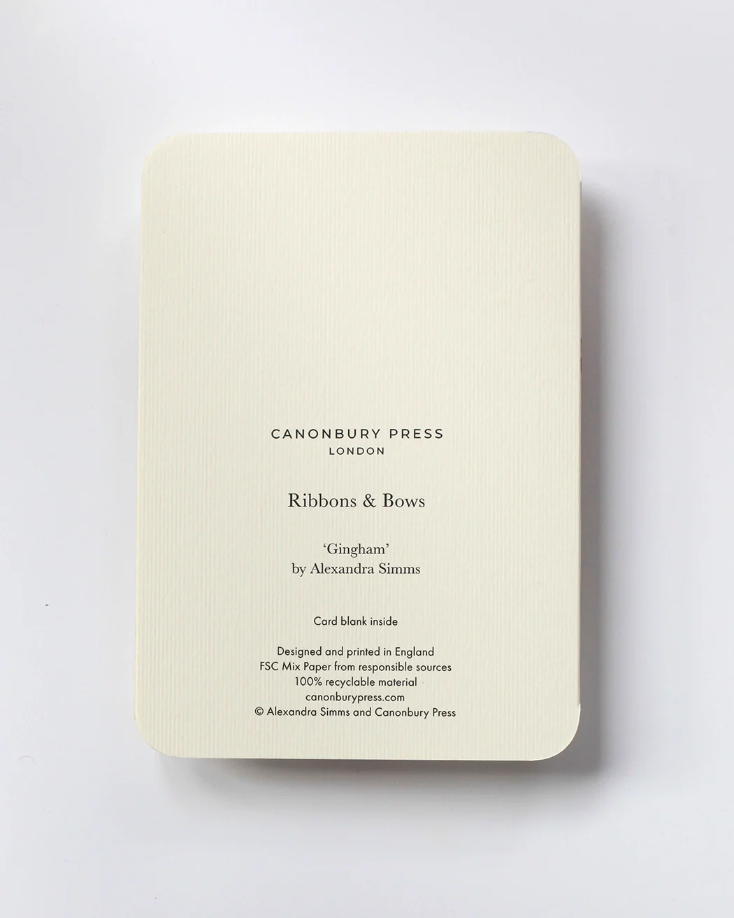 Canonbury Press - Gingham Bow Greeting Card - Image 4