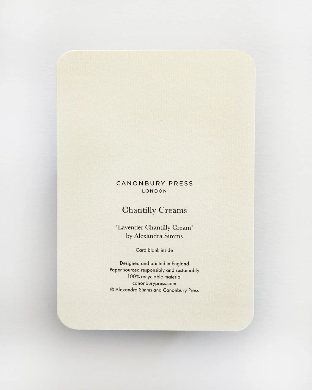 Canonbury Press - Lavender Chantilly Cream Greeting Card - Image 4