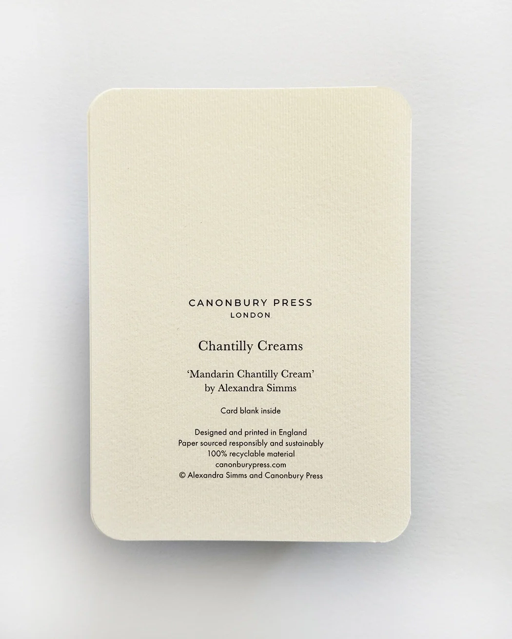 Canonbury Press - Mandarin Chantilly Cream Greeting Card - Image 3