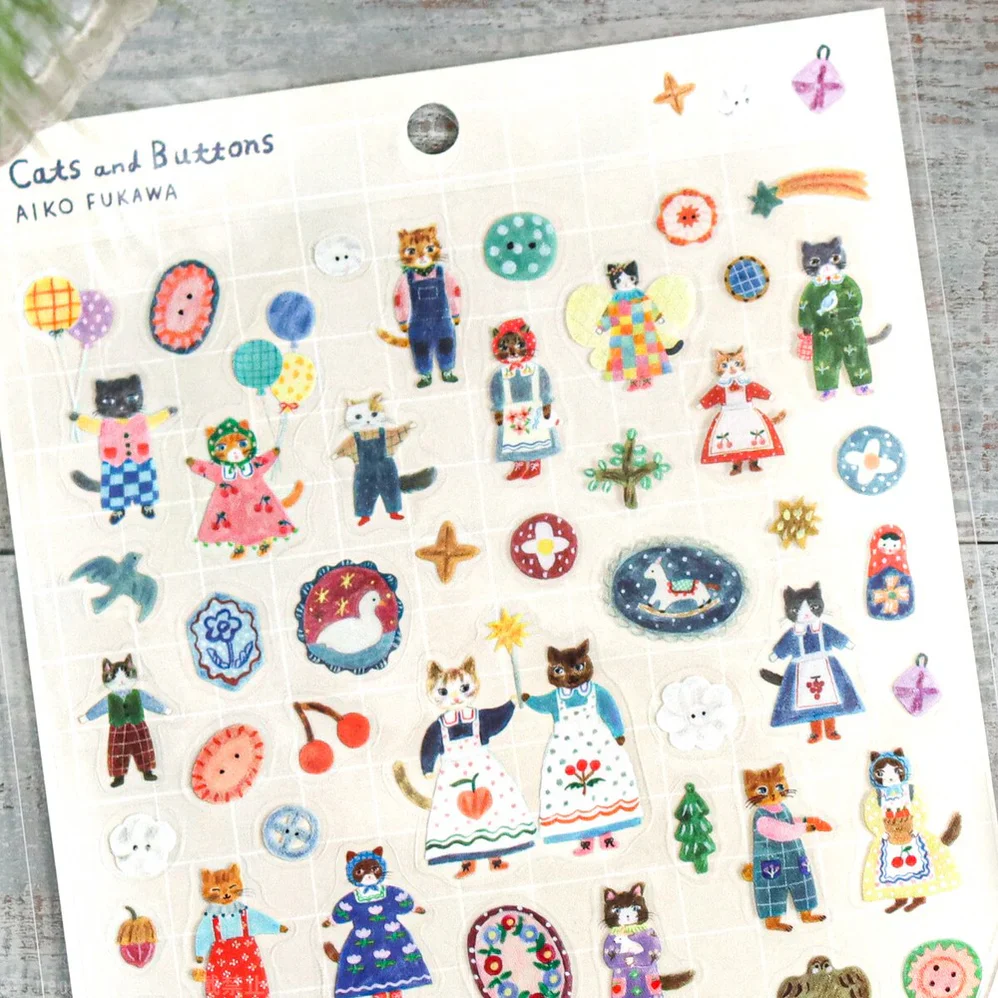 Cats and Buttons Stickers - Aiko Fukawa - Image 2