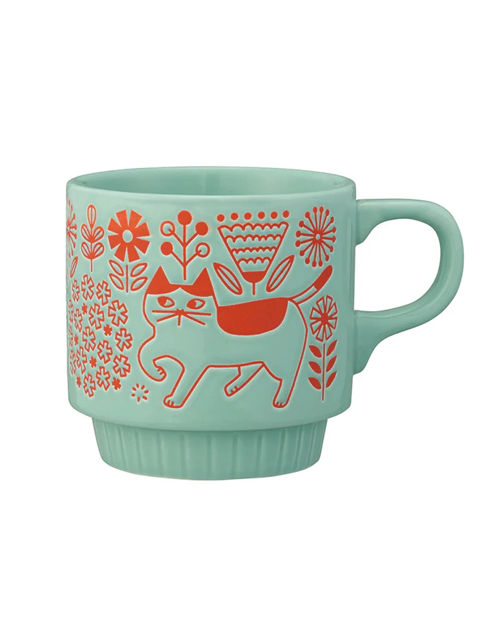 Decole - Walking Cat Mug - Stackable - Flower Garden - Image 2