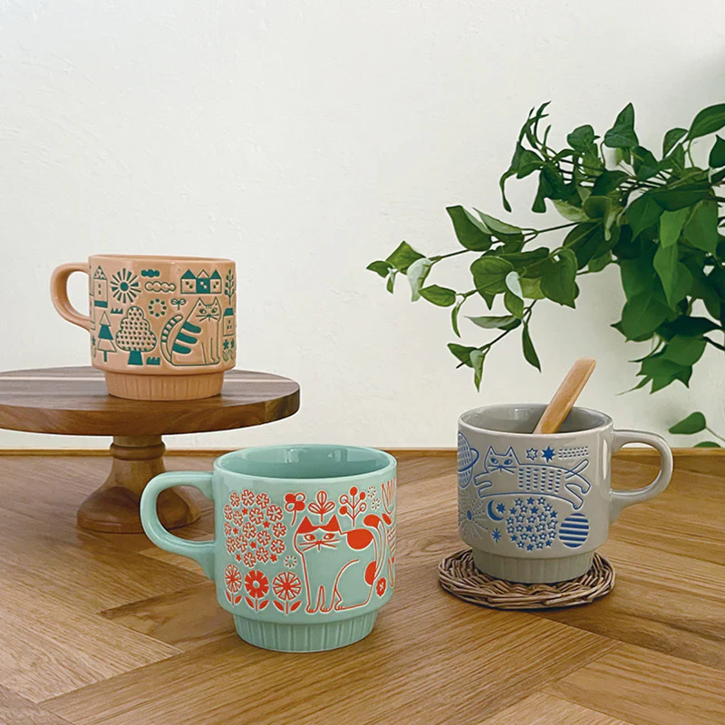 Decole - Walking Cat Mug - Stackable - Universe - Image 3