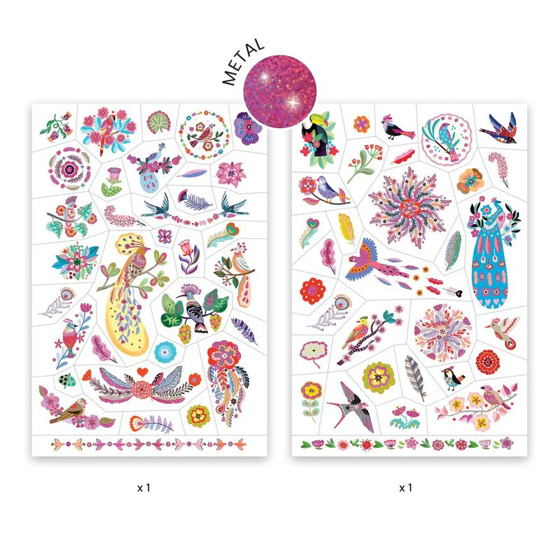 Djeco - Bright Birds Temporary Tattoos - Image 2