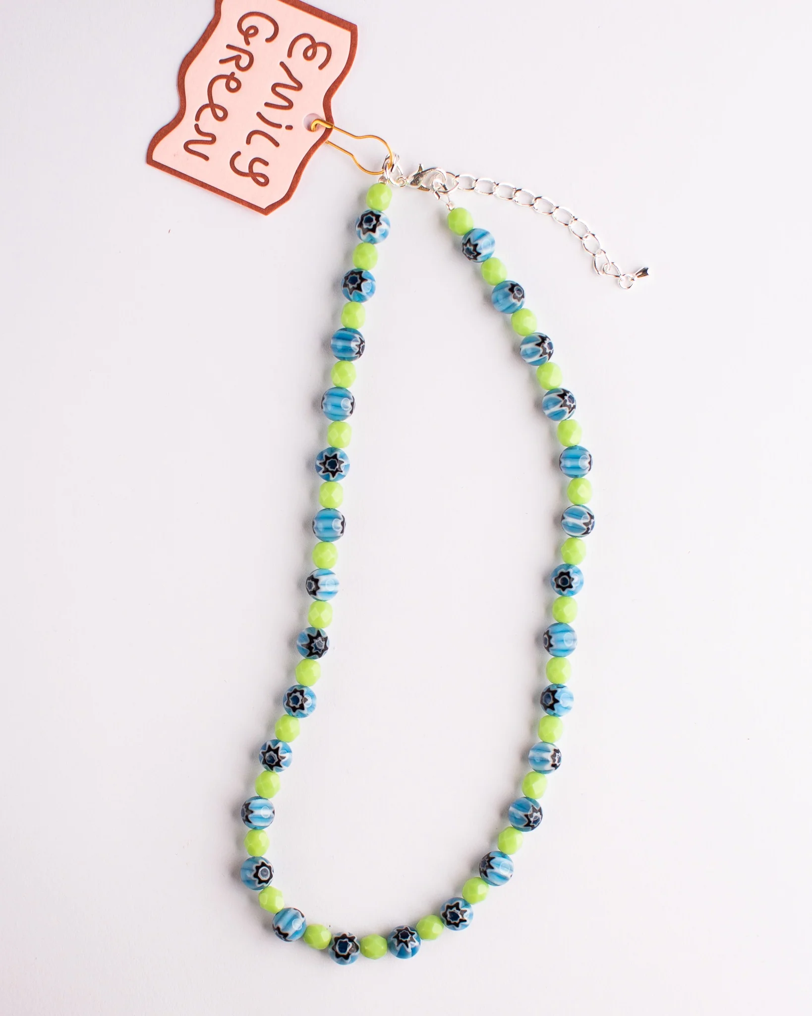 Emily Green - Millefiori Short Necklace - Blue & Green