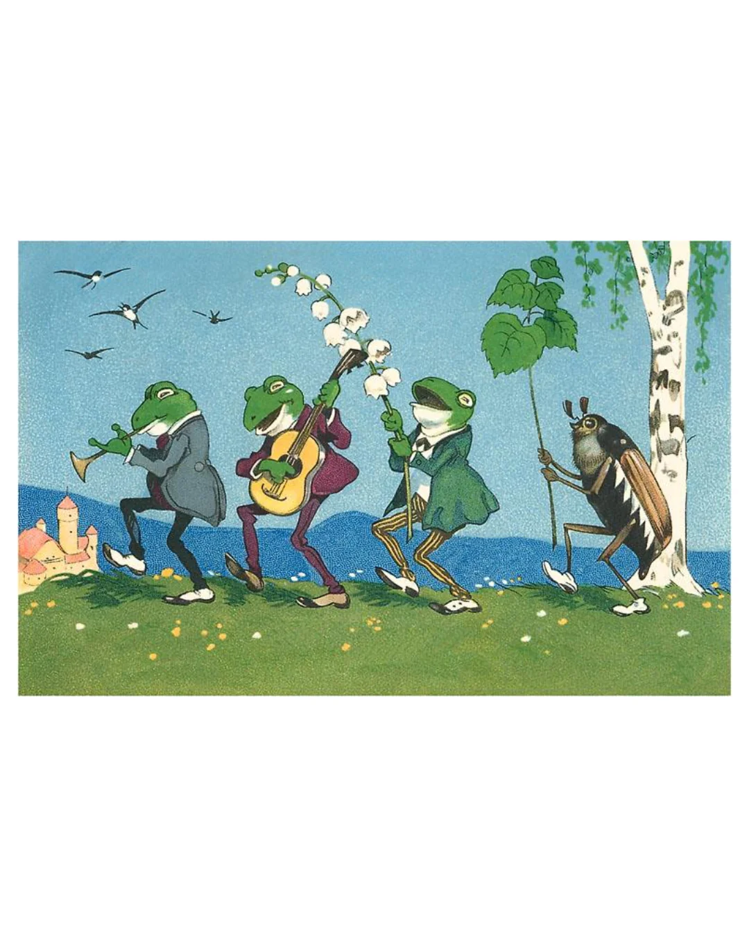 Found Image Press - Frog and Beetle Band Postcard