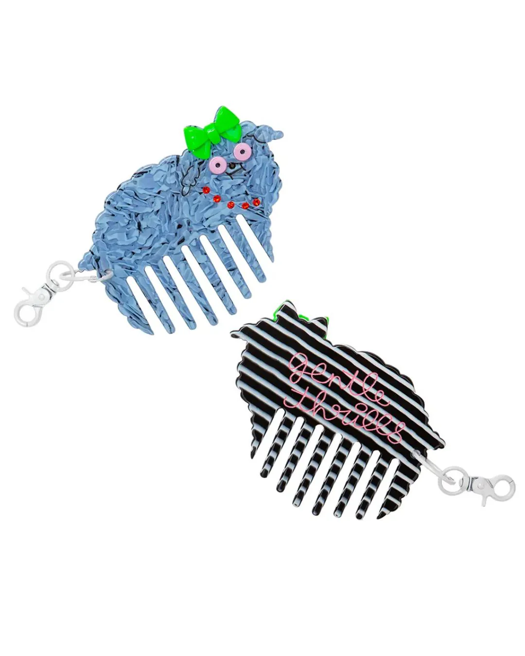 Gentle Thrills - Poodle Comb Bag Charm - Blue
