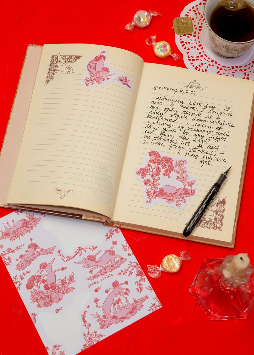 Gentle Thrills - Toile D'ennui Poodles Sticker Sheet - Image 2