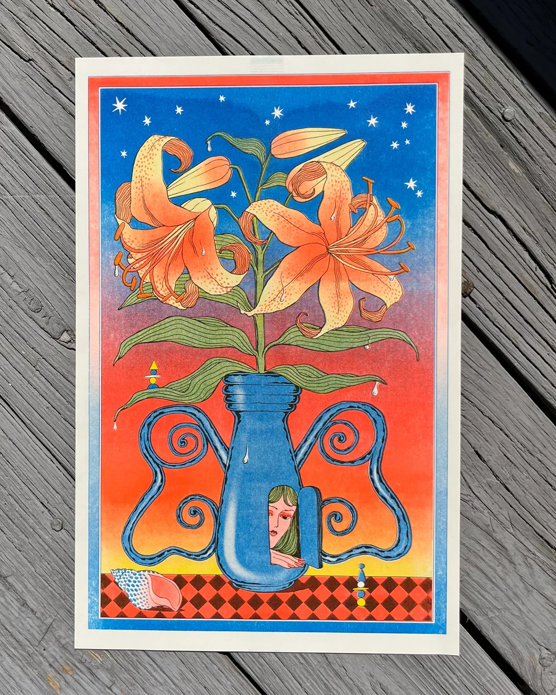 Goodbye Press - Dawn Flowers Riso Print by Anna Degnbol - Image 3