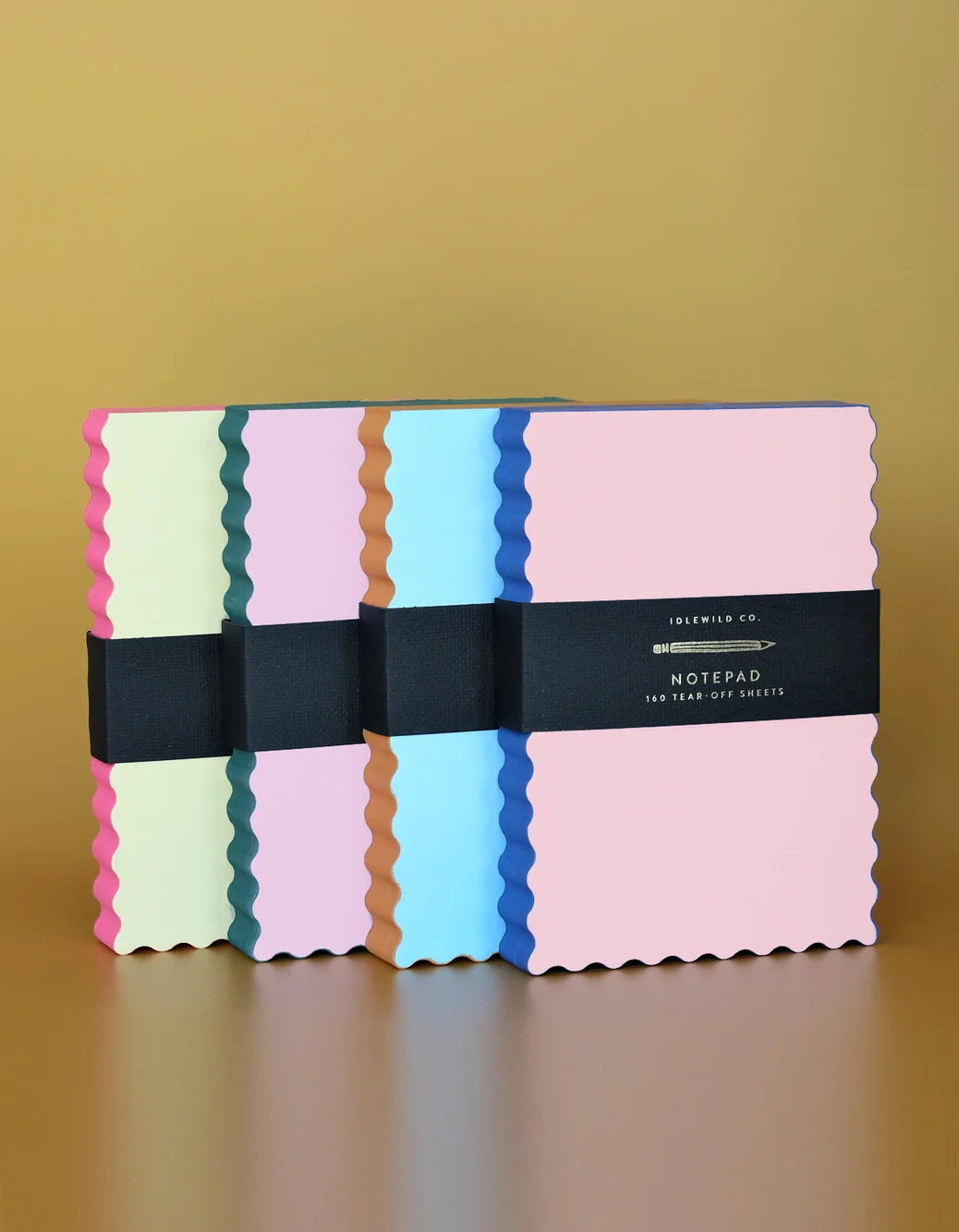 Idlewild Co. Mini Wave Shaped Notepad - Peach + Indigo Edge - Image 3