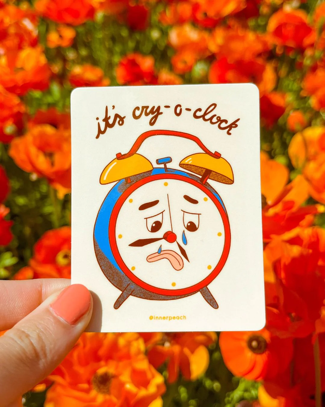 Inner Peach Design - Cry-O-Clock Sticker