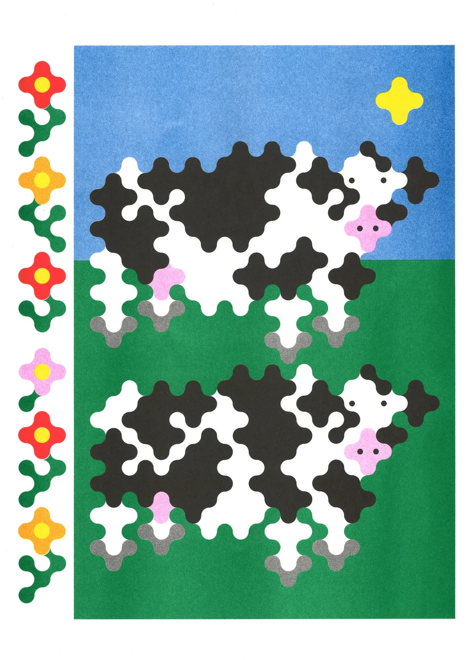 KIBLIND Atelier - Joe O'donnell - Two Cows A3 Poster - Image 2