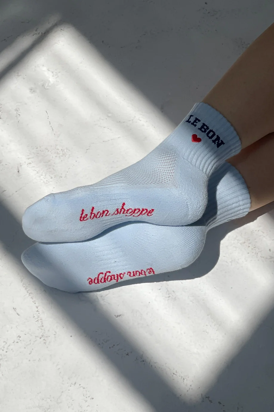 Le Bon Shoppe - Embroidered Crew Socks - Sky Blue - Image 4