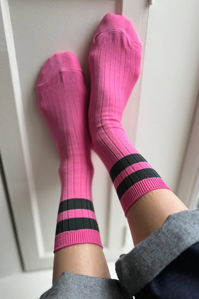 Le Bon Shoppe - Her Socks - Varsity Pink Green - Image 3