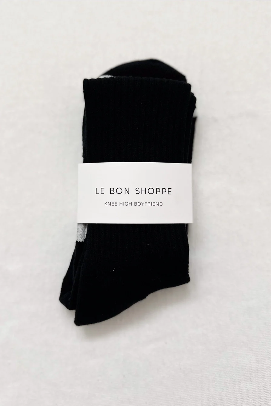 Le Bon Shoppe - Knee High Boyfriend Socks - Black - Image 3