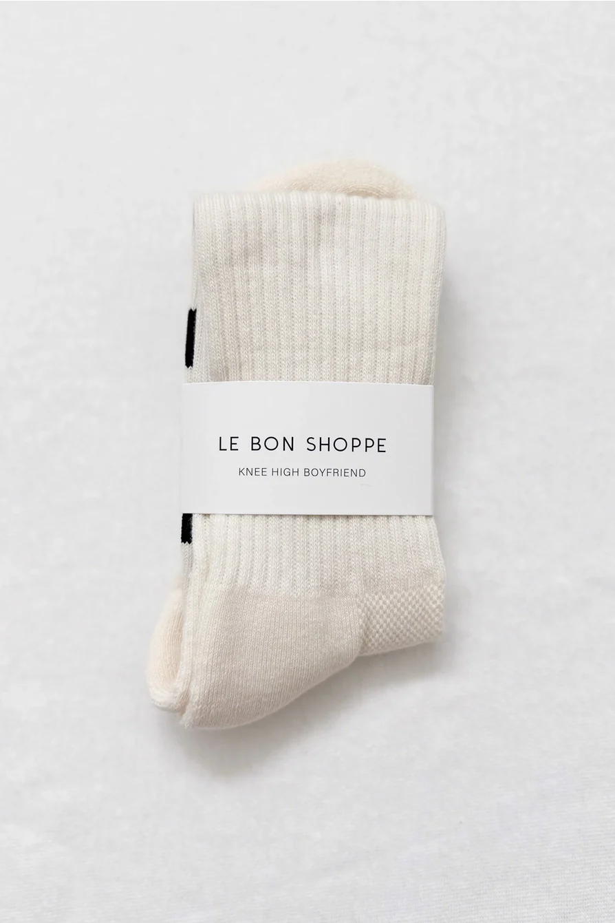 Le Bon Shoppe - Knee High Boyfriend Socks - Cream - Image 4