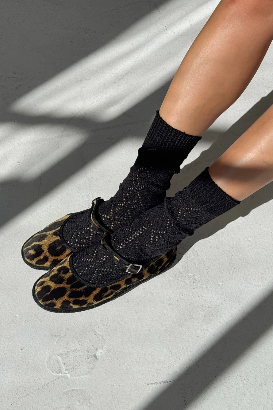Le Bon Shoppe - Modal Eyelet Socks - Jet Black - Image 3