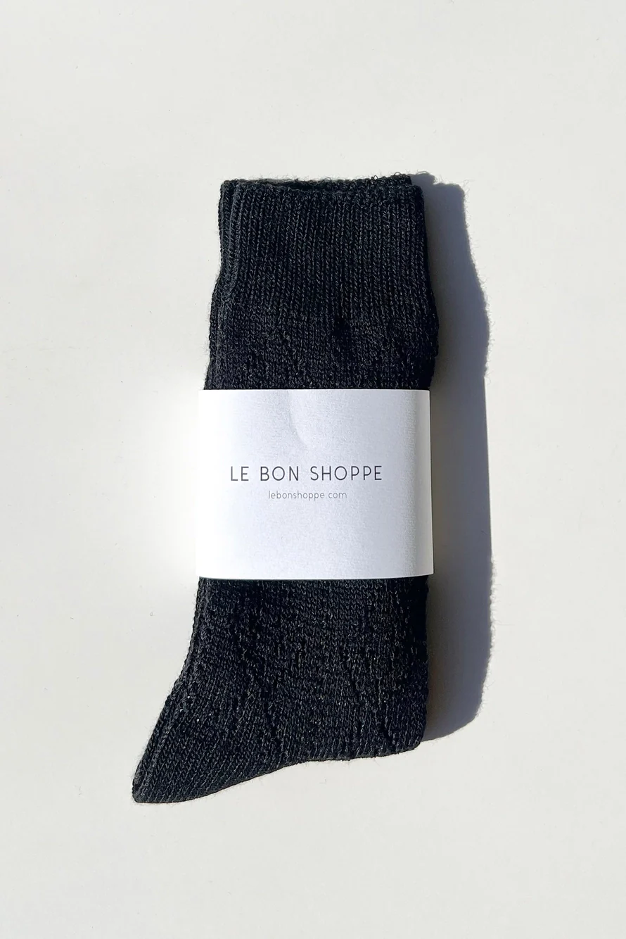 Le Bon Shoppe - Modal Eyelet Socks - Jet Black - Image 4
