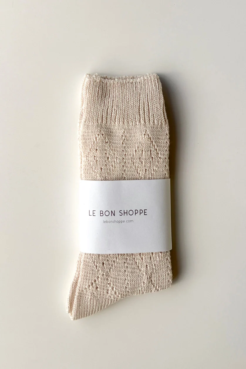 Le Bon Shoppe - Modal Eyelet Socks - Oyster - Image 2