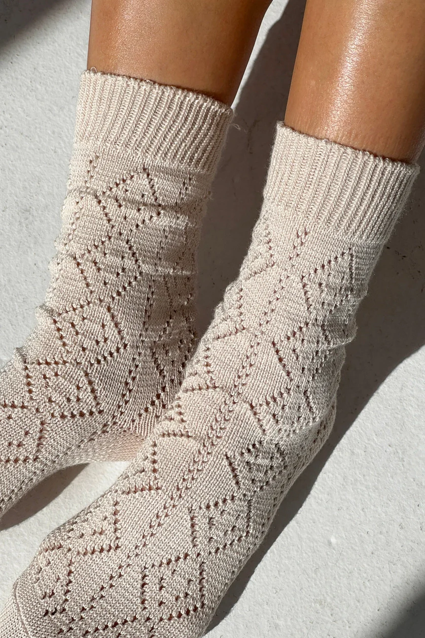 Le Bon Shoppe - Modal Eyelet Socks - Oyster - Image 3