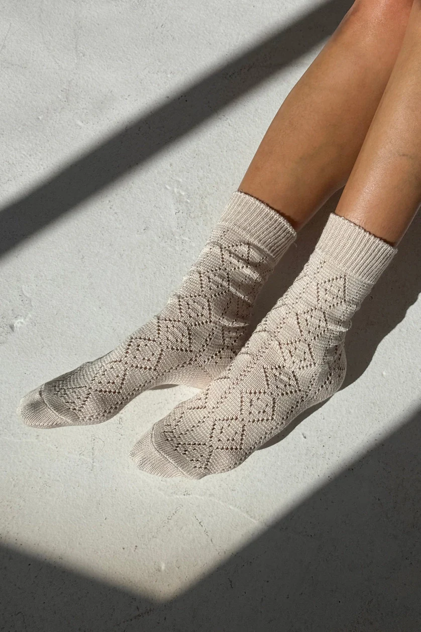 Le Bon Shoppe - Modal Eyelet Socks - Oyster - Image 5