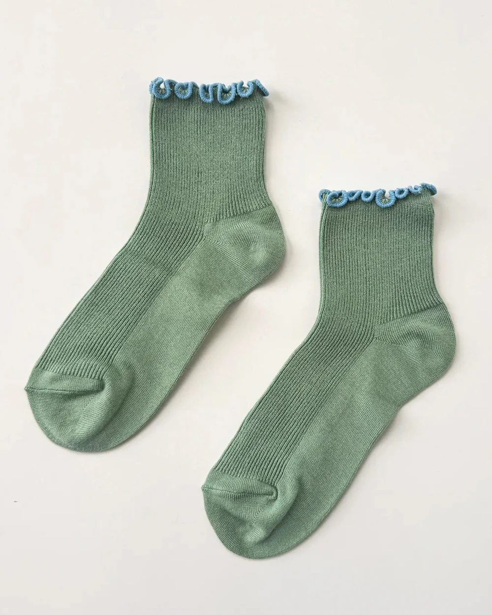 Le Bon Shoppe - Petite Ruffled Modal Socks - Sea Glass and Powder Blue