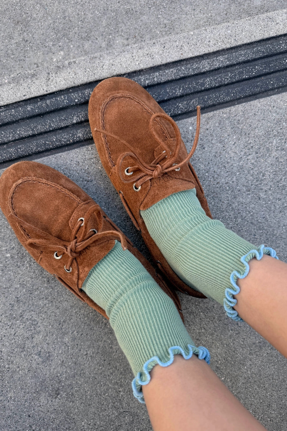 Le Bon Shoppe - Petite Ruffled Modal Socks - Sea Glass and Powder Blue - Image 2
