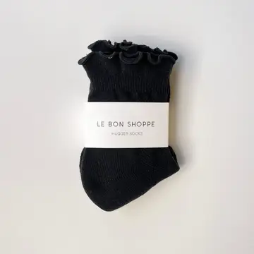 Le Bon Shoppe - Ruffled Hugger Crew Socks - Black - Image 2