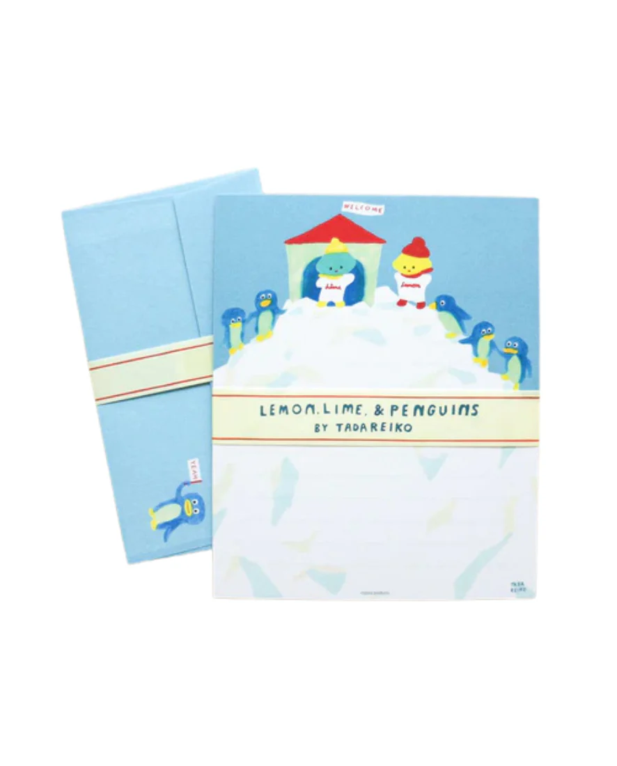 Lemon Lime and Penguins Letter Writing Set With Envelope - Tada Reiko