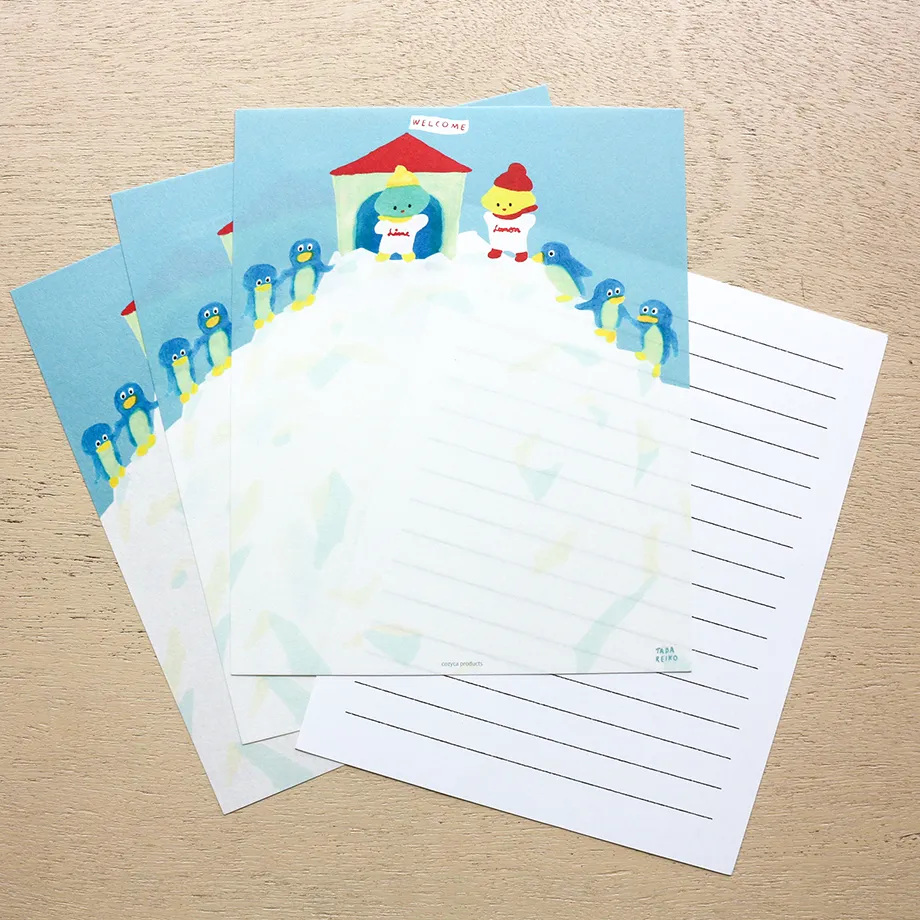 Lemon Lime and Penguins Letter Writing Set With Envelope - Tada Reiko - Image 2