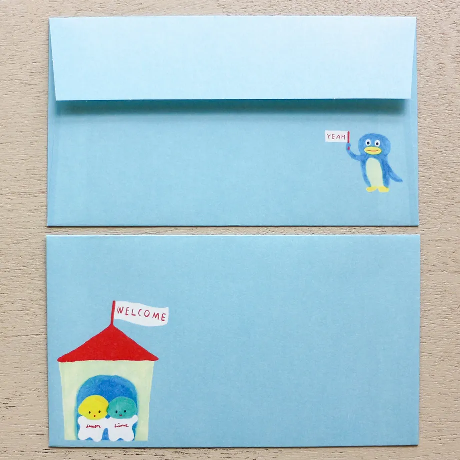 Lemon Lime and Penguins Letter Writing Set With Envelope - Tada Reiko - Image 3