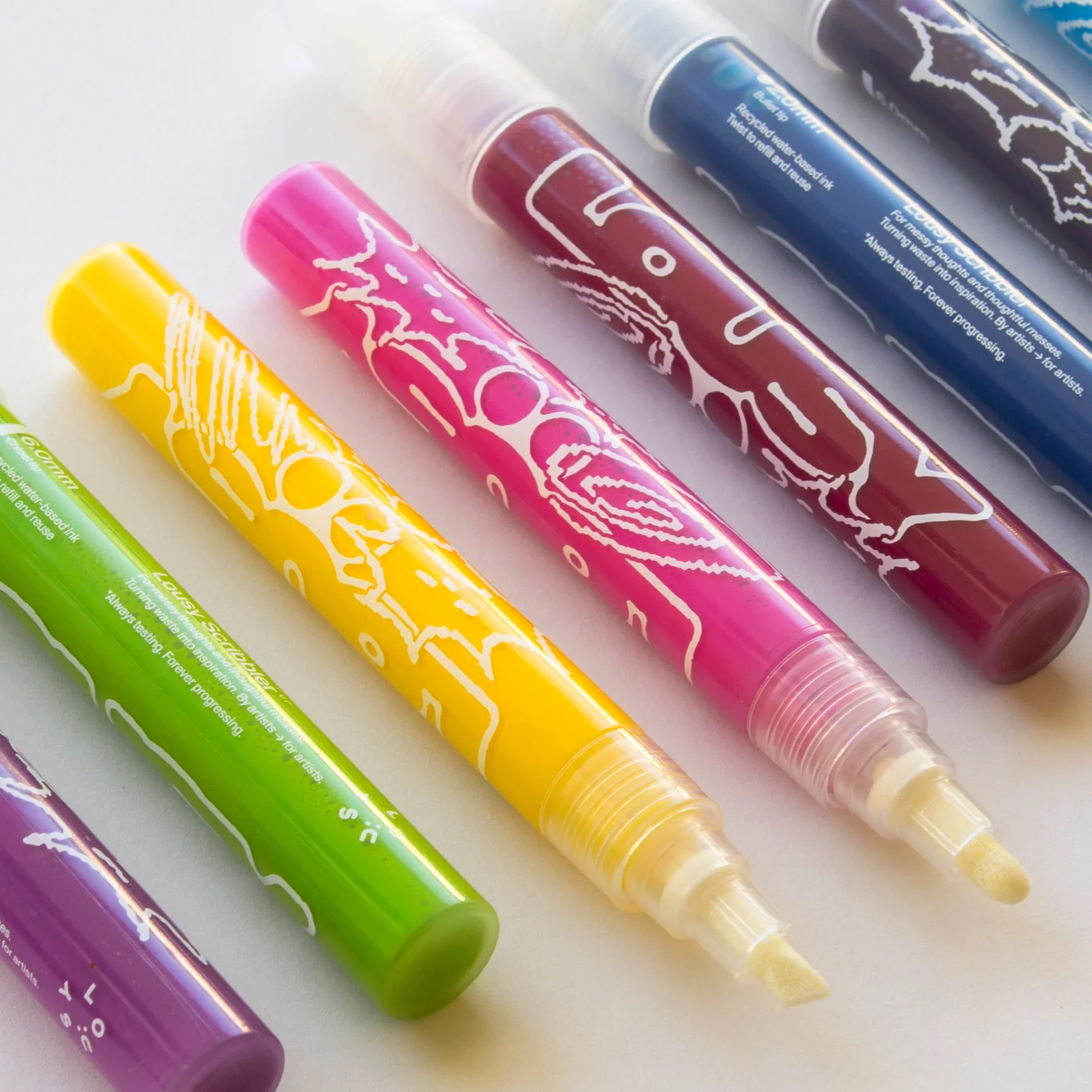 Lousy Scribbler — Sustainable Refillable Markers - Cyan - 6.0mm Chisel - Image 3