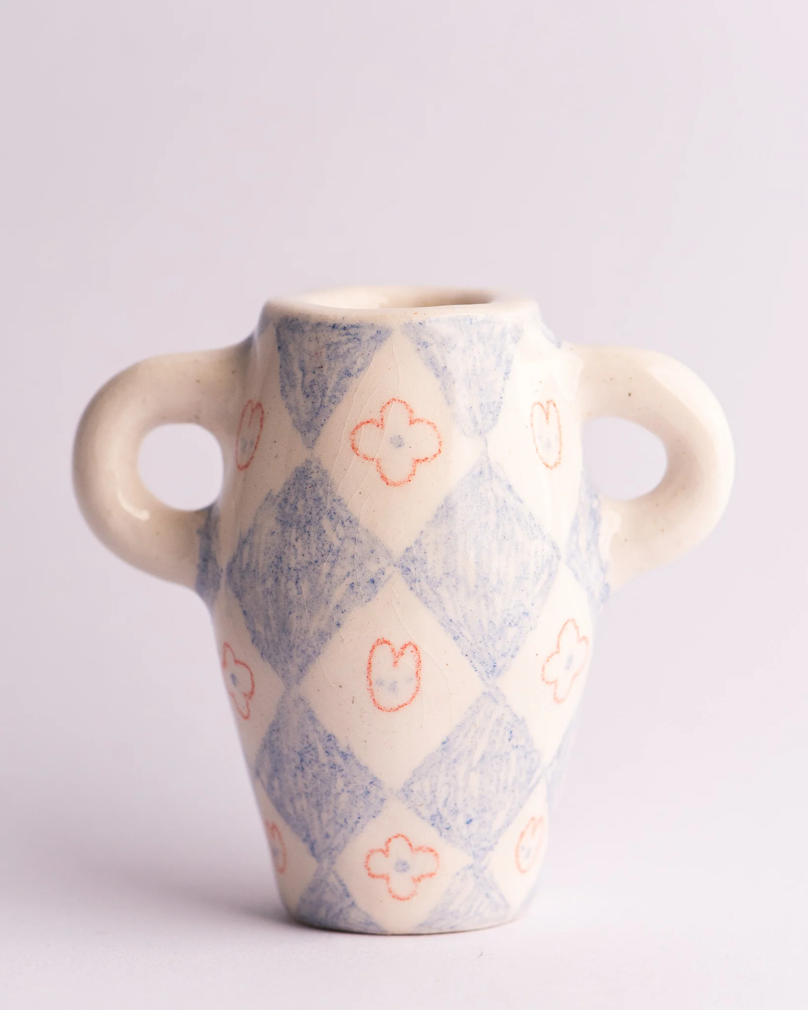 Milo Hachim - Mini Vase - Diamond Check Blue - Image 2