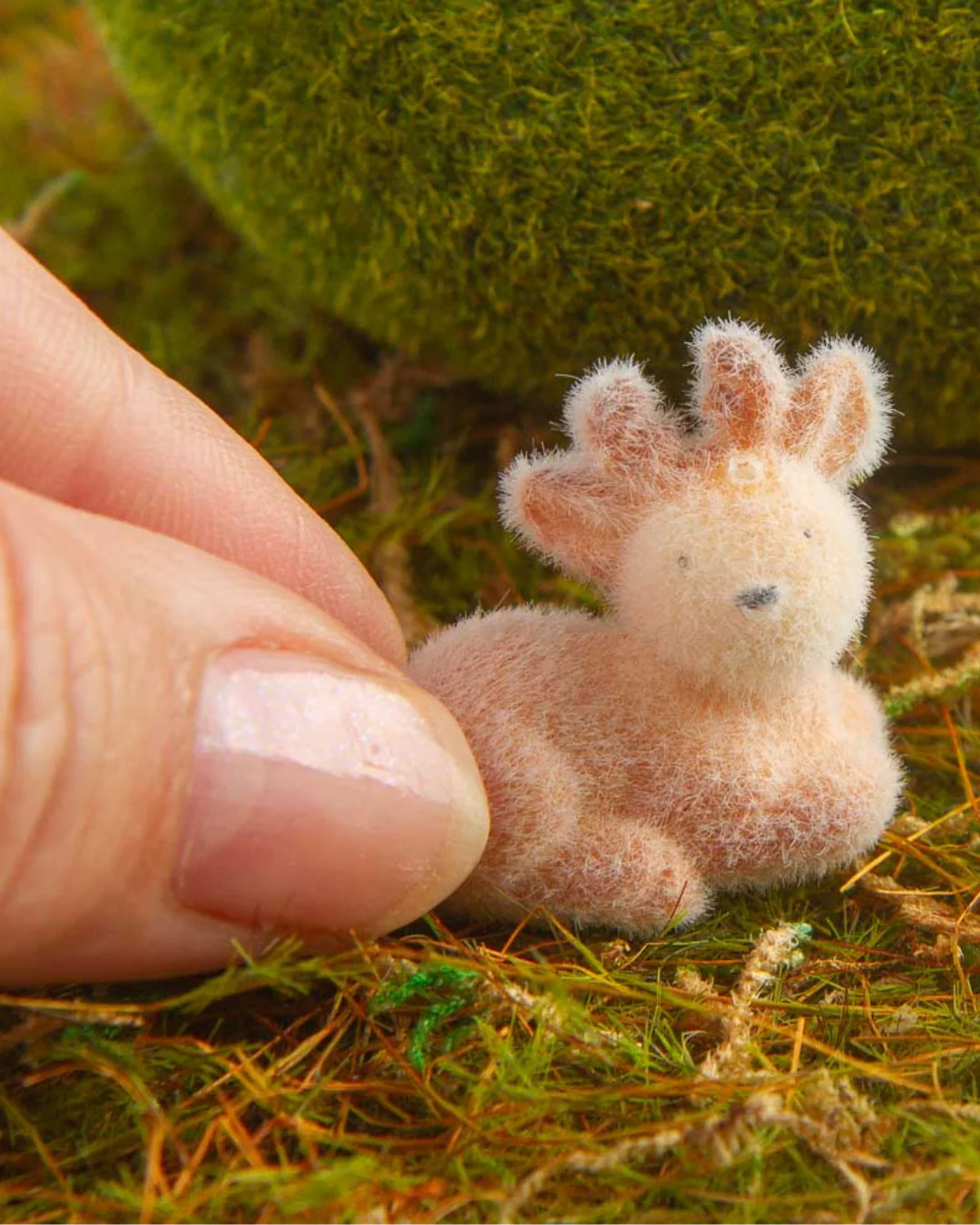 Miniature Flocked Reindeer