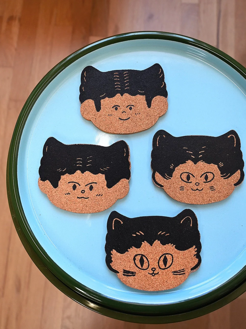 Natali Koromoto - "Cat Person" Set of Four Cork Coasters - Image 4