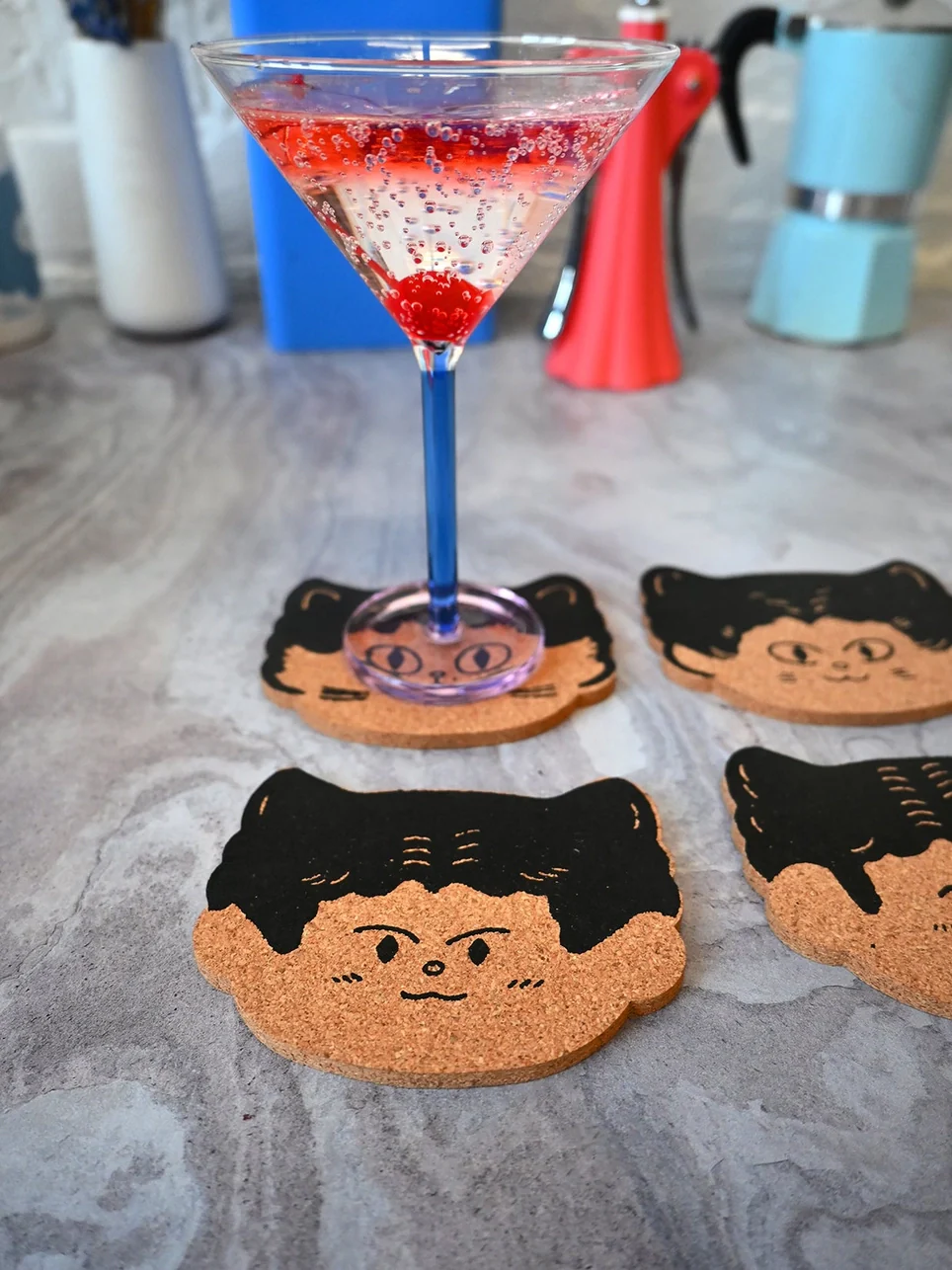 Natali Koromoto - "Cat Person" Set of Four Cork Coasters - Image 5