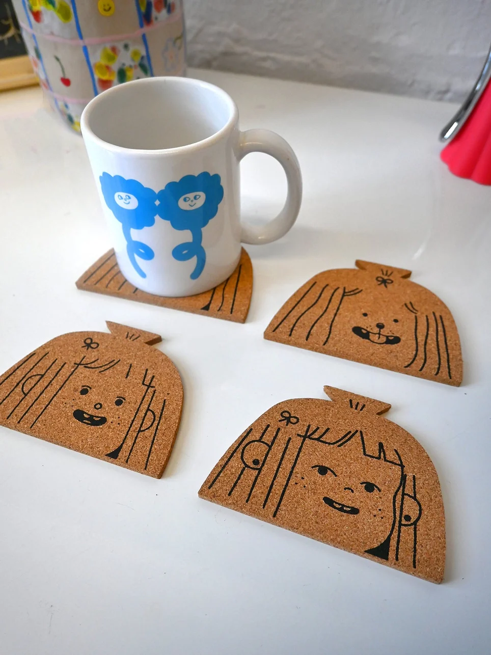 Natali Koromoto - "Dog Person" Set of Four Cork Coasters - Image 4