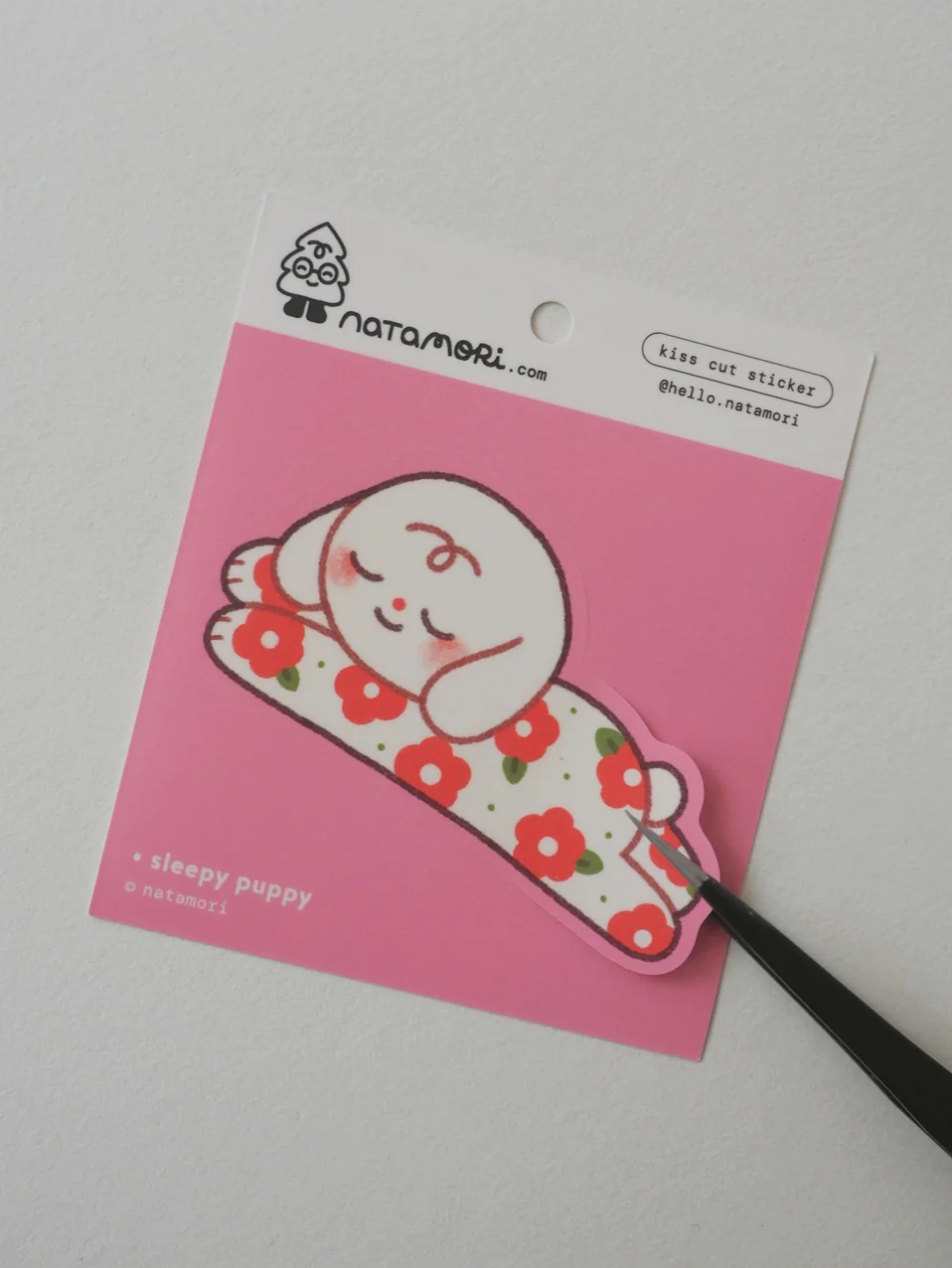 Natamori - Sleepy Puppy - Single Kiss Cut Vinyl Sticker - Image 2