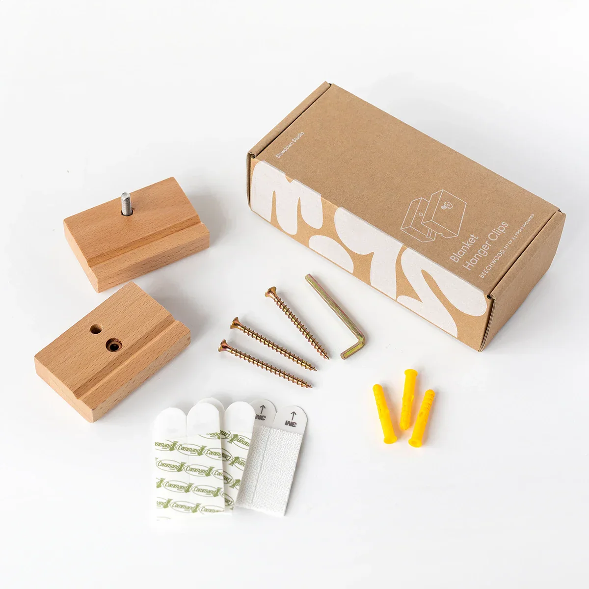 Slowdown Studio - Blanket Hanger Clips - Beechwood (Set of 3) - Image 2